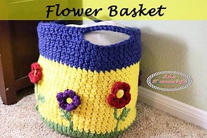 Crochet Flower Basket - Free Pattern - Nicki's Homemade Crafts