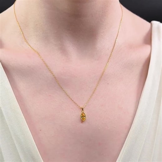 Yellow Topaz Necklace, 14K Solid Gold Bezel Marquise Birthstone Pendant, Womens Jewelry - Etsy