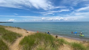 Port Crescent State Park Day-Use Area at the tip of Michigan's Thumbcoast! ☀️ Discover more to love in Port Austin & other shoreline communites at BLUEWATER.ORG | Discover The Blue Michigan’s Thumbcoast