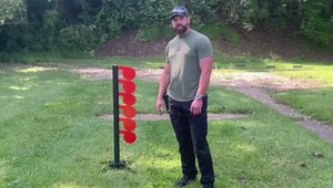 Complete Dueling Tree Target System - 6" x 3/8" AR500 Steel Paddles - Multipurpose 3-in-1 Target Stand Base