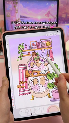 Cozy vibes on my iPad 💕🎨| Color with me ASMR | apple pencil