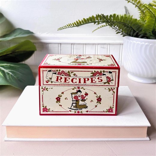 Metal Recipe Box Stylecraft, Vintage 1950s MCM Mid Century Cross Stitch Kitchen Card Holder USA - Etsy
