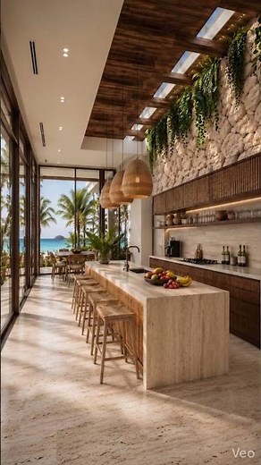 Luxury Tropical Kitchen Design | Ultra Realistic Modern Beach House Interior