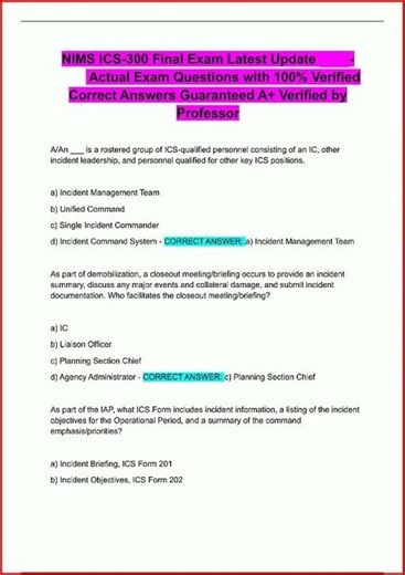 Nims Ics300 Final Exam Latest Update Actual Exam Questions W video