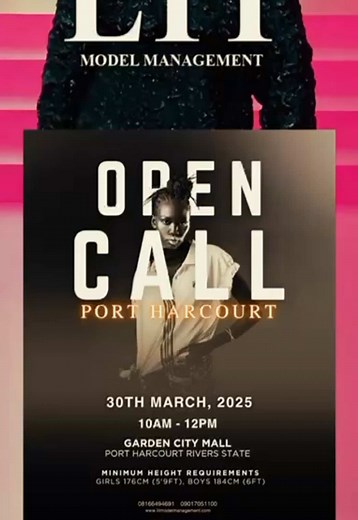 GET READY FOR OUR CASTINH CALL THIS SUNDAY 30th March , 2025 Venue garden city mall Come prepared