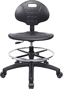 Chair Master (Medium Bench Stool, Self Braking Casters Easy to Clean! Ergonomic Polyurethane Stool. Seat Height Range 18"-26". Home Office Lab Workstation.