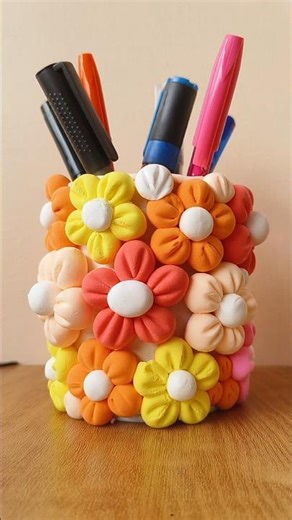 Handmade pen holder from clay // DIY pen holder tutorial // #diy #short #handmade #penholder #craft