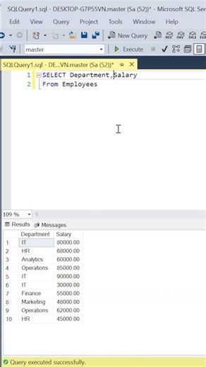 Department Wise Average Salary in SQL #coding #databaseconcepts #database