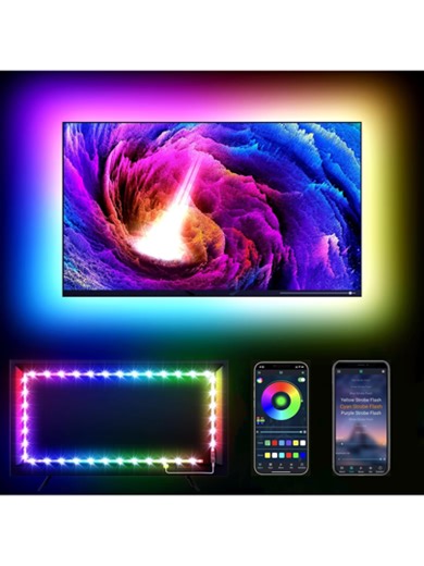 PSTAR USB Powered LED Strip Light With Bluetooth App Control, Music Sync Color Changing, Dimmable, Multiple Modes, Self-Adhesive Backing, Suitable For TV, Computer, Home Decor, Bedroom | SHEIN