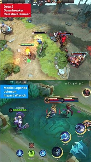 030 Dota 2 vs Mobile Legends Hero Skill || Johnson vs Dawnbreaker