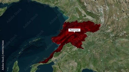 Myanmar Map Animation | Burma Country Map with Regions and Borders