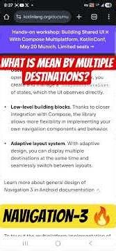 🚨 What is mean by multiple destinations in navigation 3 in #Android 🔥 #Kotlin #coding