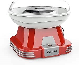 KAPAS Cotton Candy Maker, Red Candyfloss Machine with Sucker for Kids' Party, Holidays