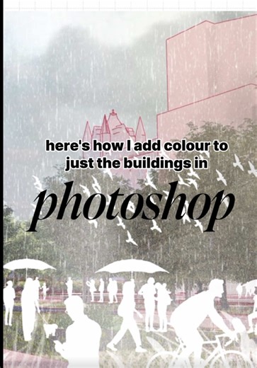 Replying to @taufiqwardana Painting only the buildings in Photoshop using layer masks⭐️