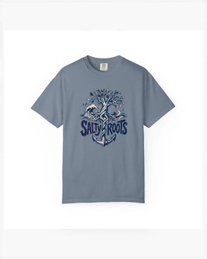 Salty Roots Anchor Tree T-Shirt - Garment-dyed Cotton