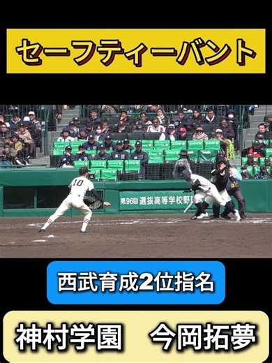 【西武育成2位指名｜センバツ甲子園2024】今岡拓夢（神村学園2年時）選手がセーフティバント！#野球youtube #西武ライオンズ #神村学園 #今岡拓夢