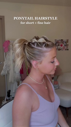 Easy Ponytail Hairstyle for Short and Fine Hair