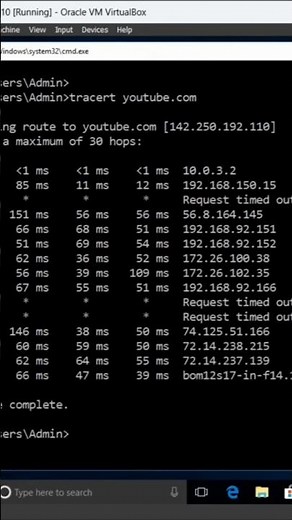 "tracert" command - Find path to a website
