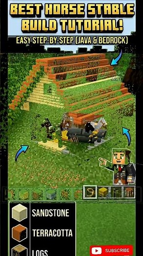 Minecraft: Easy Step-by-Step Horse Stable Tutorial#Minecraft #HorseStable #MinecraftTutorial