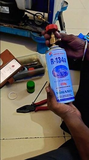 How to refill R-134a gas in fridge #fridge #gas #refill #r134a #youtubeshorts #ytshorts #repairing