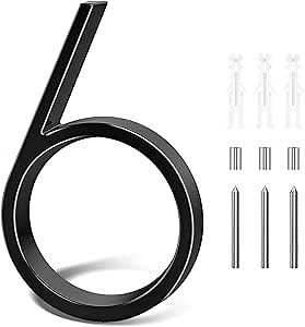 5 Inch Floating House Numbers, Modern House Numbers for Outside Address Numbers House Number Signs for Outside Home Door Mailbox Garden Street Zinc Alloy Black House Number 6