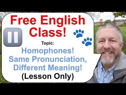 Free English Class! Homophones: Same Pronunciation, Different Meaning and Spelling! ⏸️🐾(Lesson Only)