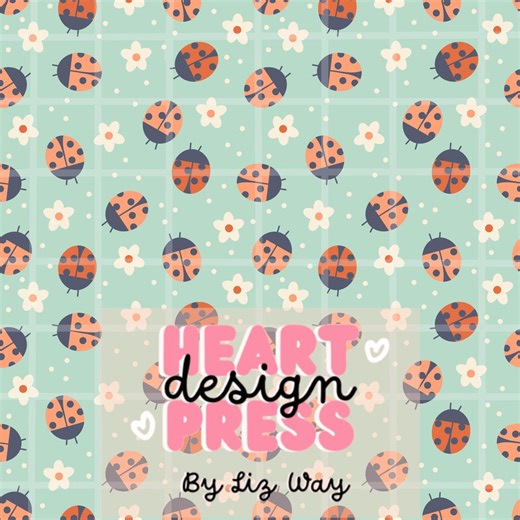 Ladybug Seamless Pattern, Spring Bug Digital Paper, Green Floral Polka Dot Ladybug Nursery Printable - Etsy