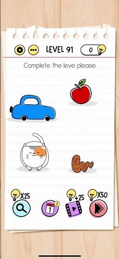 Brain Test Level 91 Complete the leve please Answers Solutions