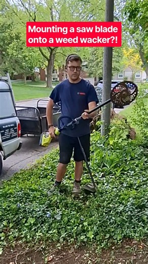 Did you know you can mount a saw blade onto a weed wacker, amazon has universal blades #tools #diy