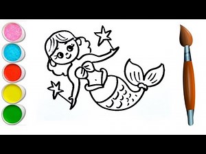 Mermaid Drawing step by step for beginners | How to draw mermaid | Coloring Painting | Toddler art