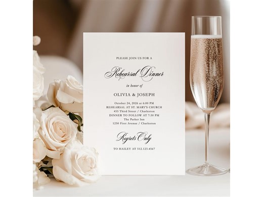 Formal Rehearsal Dinner Invitation | Classic Elegant Black and White Calligraphy | the Night Before Wedding - Etsy