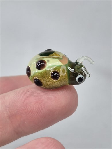 Mini Uranium Glass Ladybug With Sparkles – Handmade Lampwork Figurine, Glowing Collectible Decor - Etsy Australia