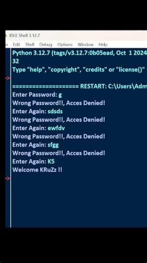 Python Password Verification Game Using While Loop #python #game