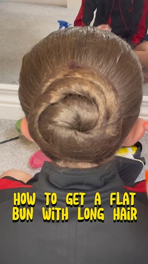 23K views · 157 reactions | How to get a neat, flat hair bun #hair #dancer #dancebun #hairbun #hairtutorial #hairstyles #hairup #longhair #kidshair | The Preston Family | Facebook