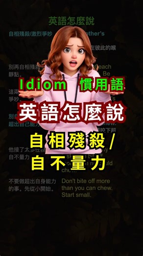 🔥英語怎麼說 “自相殘殺/自不量力”｜老外生活口語，習慣用語 #英語口語 #英文慣用語 #英語聽力