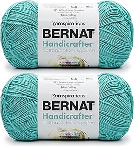 Bernat Handicrafter Cotton BB Mod Blue Yarn - 2 Pack of 14oz/400g - Cotton - #4 Worsted (Medium) - 710 Yards - Knitting & Crochet