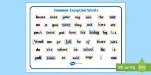 Year 1 Common Exception Words with Outline Word Mat
