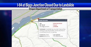 Landslide closes frontage road of Biggs Junction on I-84 in Oregon