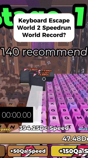 Keyboard Escape World 2 World Record? 🔥#roblox #robloxfyp #fyp #funny #viral #keyboard #speedkeyboardescape #tutorial #speedrun #stage15 #world2