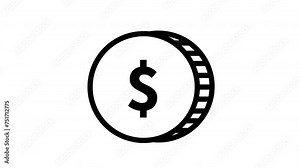 Icon shining dollar coin animated 2d motion graphics