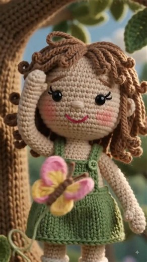 Crochet Treehouse 🧶🌳 | Cozy Knitted Stop Motion Animation | AI Crochet Art #shorts