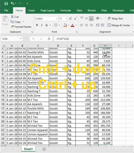 Excel shortcuts | Auto Scroll | Cntrl + down | #shorts #tips