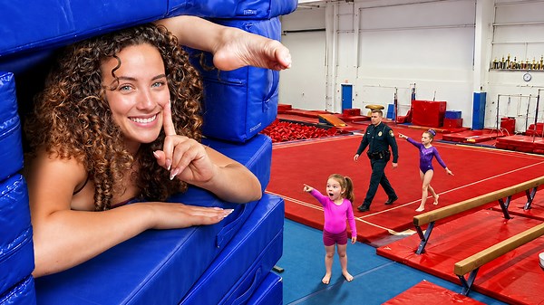 We secretly stayed in a gymnastics gym overnight