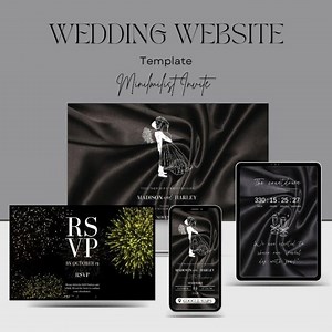 Schwarze Eleganz | Hochzeitseinladung Webseite | Danke Webseite | Druckbar einladen | Antwortkarte - Etsy.de