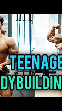 Teen bodybuilder body flexing