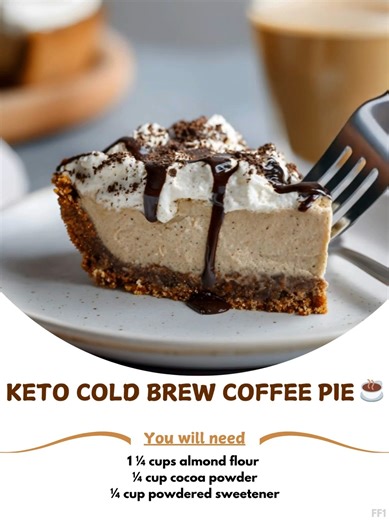 Keto 🦎 Cold Brew Coffee Pie ☕ A creamy, indulgent treat that coffee lovers will adore! INGREDIENTS: 🥧 Crust: 1 ¼ cups almond flour, ¼ cup cocoa powder, ¼ cup powdered sweetener, ¼ tsp salt, ¼ cup butter (melted), 1 tbsp water 🥧 Filling: 1 cup cold brew coffee, 1 ½ tsp grassfed gelatin, 4 ounces cream cheese (softened), ⅔ cup powdered sweetener, ¾ cup heavy whipping cream, ½ tsp vanilla extract ..... Full Recipe in Coʍmеոτ 💬 ♥️ | Easy Cook Recipe