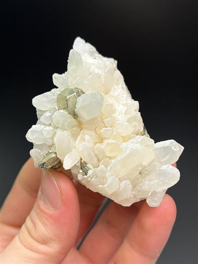 Pyrite And Calcite On Crystal Quartz