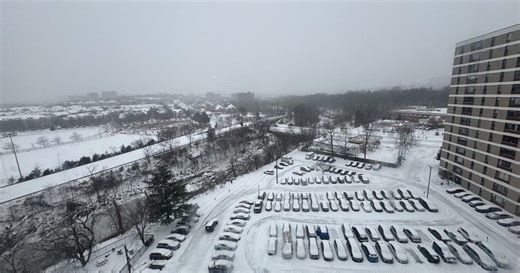 How much snow has fallen so far on Sunday in DC, Virginia, Maryland
