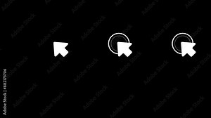 Mouse pointer click icon animated on transparent background. Cursor hand swipe up diagonally from bottom left to top right motion graphic with alpha channel.