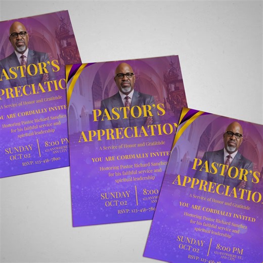 Pastor Appreciation Flyer Template | Editable Canva Design | Church Anniversary & Pastor Honor Service Flyer | Pastor Appreciation Template - Etsy